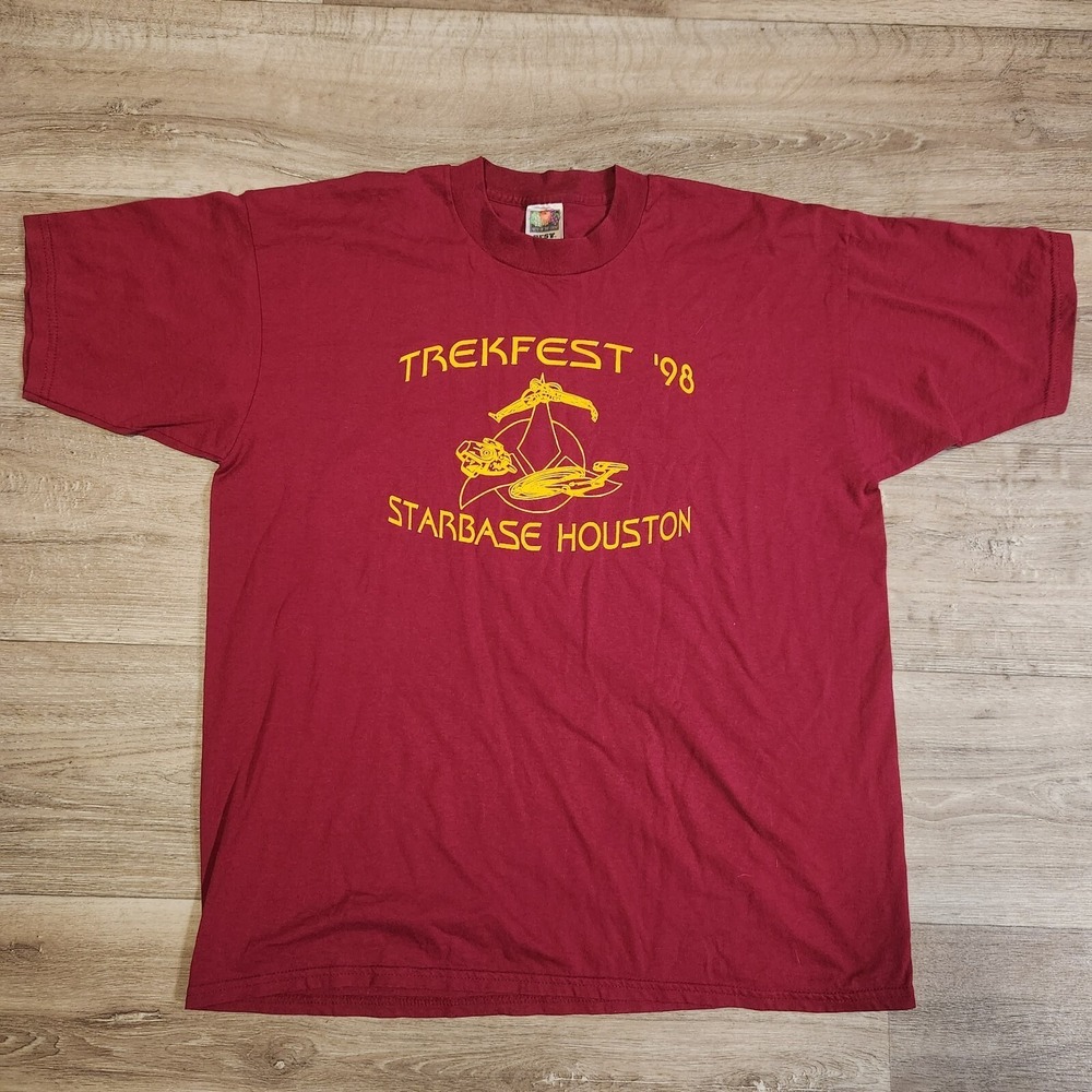 Vintage Trekfest 1998 Starbase Houston Mens XL Red Graphic T-Shirt RARE